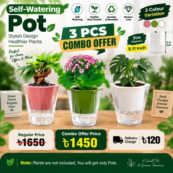 Premium Diamond Design Self-Watering Pot Combo